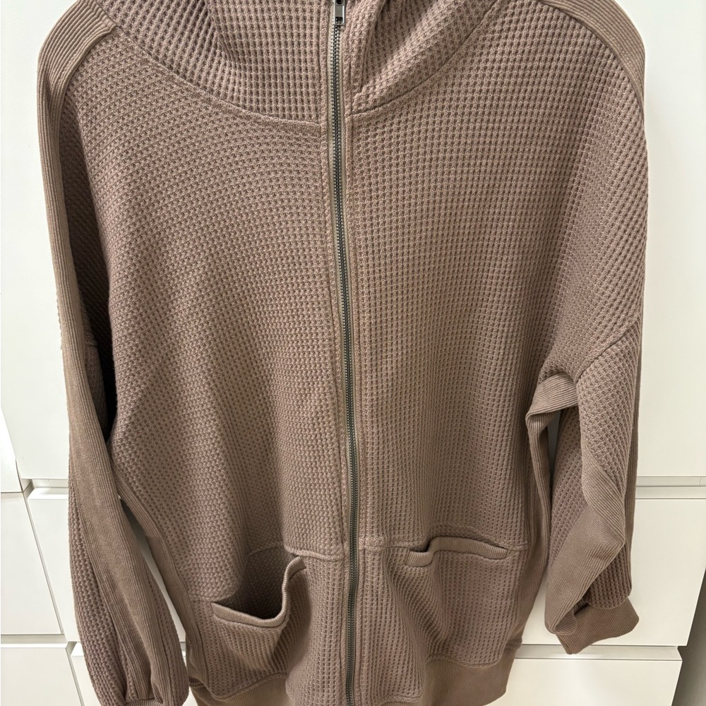 Source Unknown Brown Waffle Knit Jacket - image 1